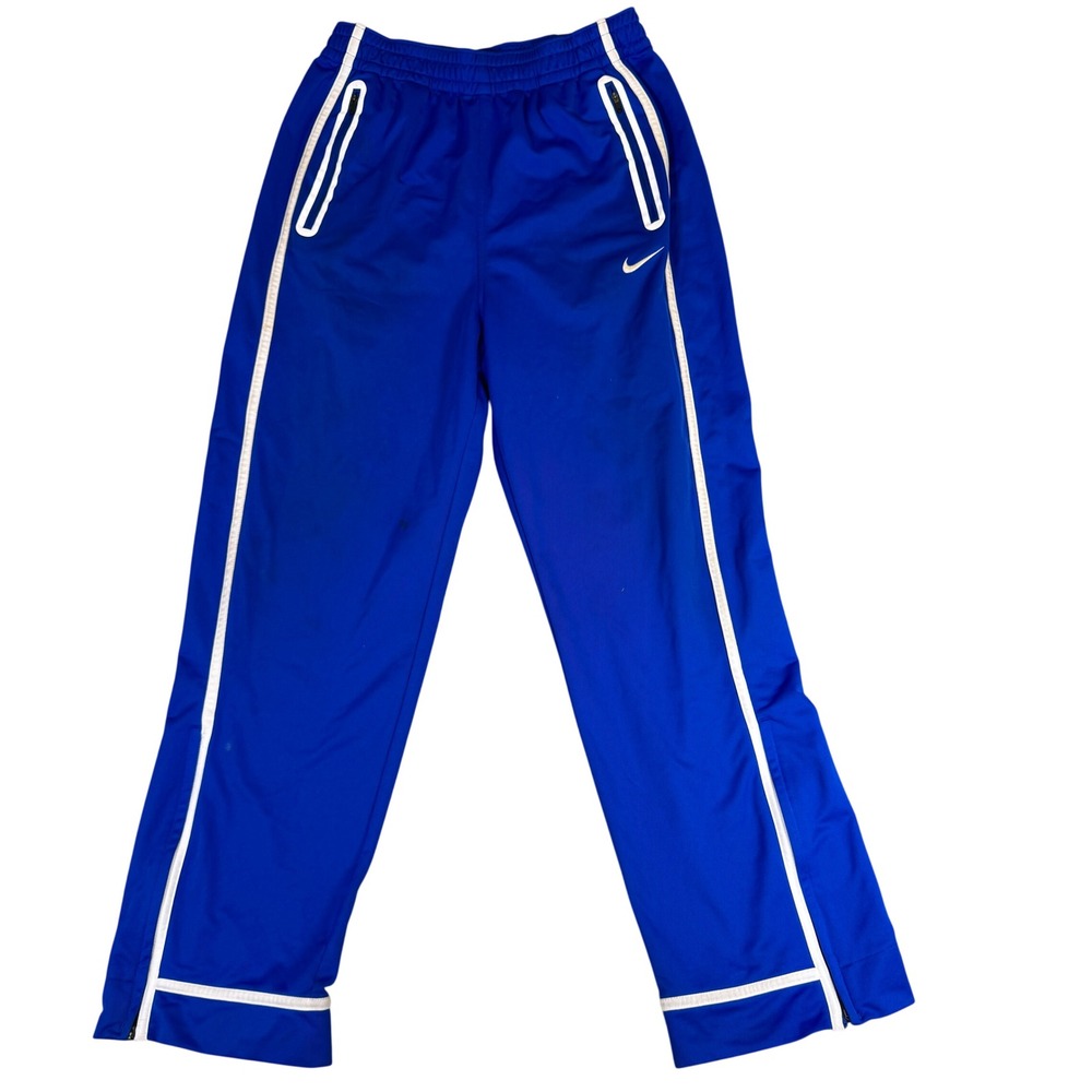 Nike Dri-FIT Mens Track Pants Royal Blue White Stripe Zip Pocket 418638-494 M